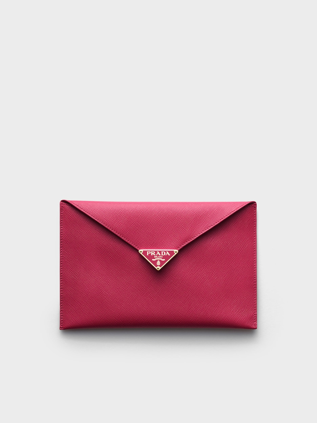 Saffiano leather envelope clutch