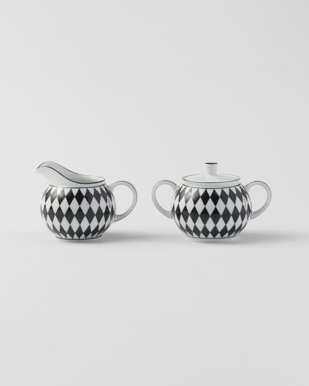 Porcelain milk jug and sugar bowl set - Checkerboard
