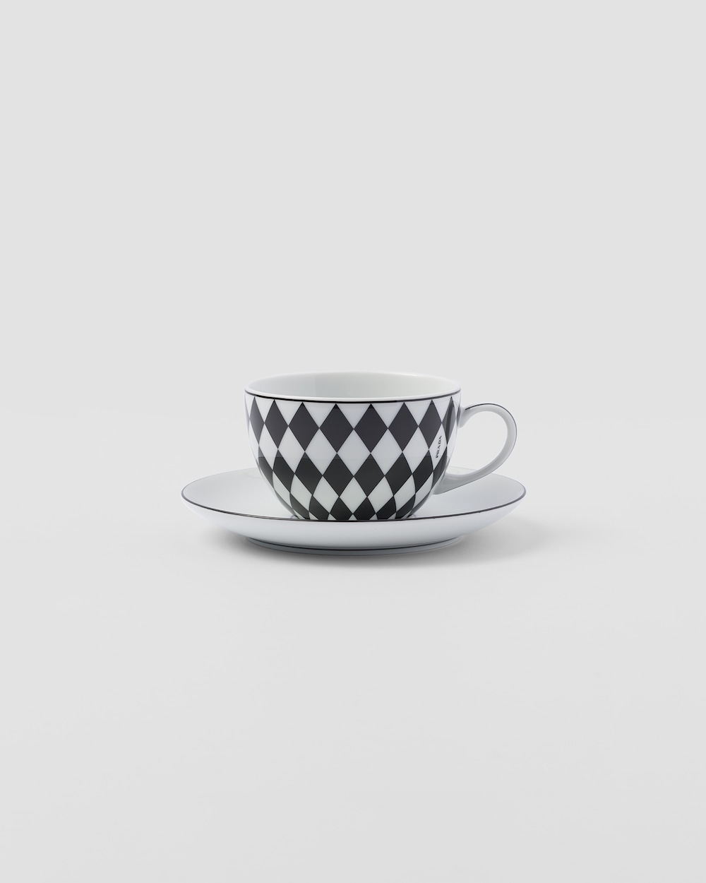 Set of two porcelain cappuccino cups - Checkerboard