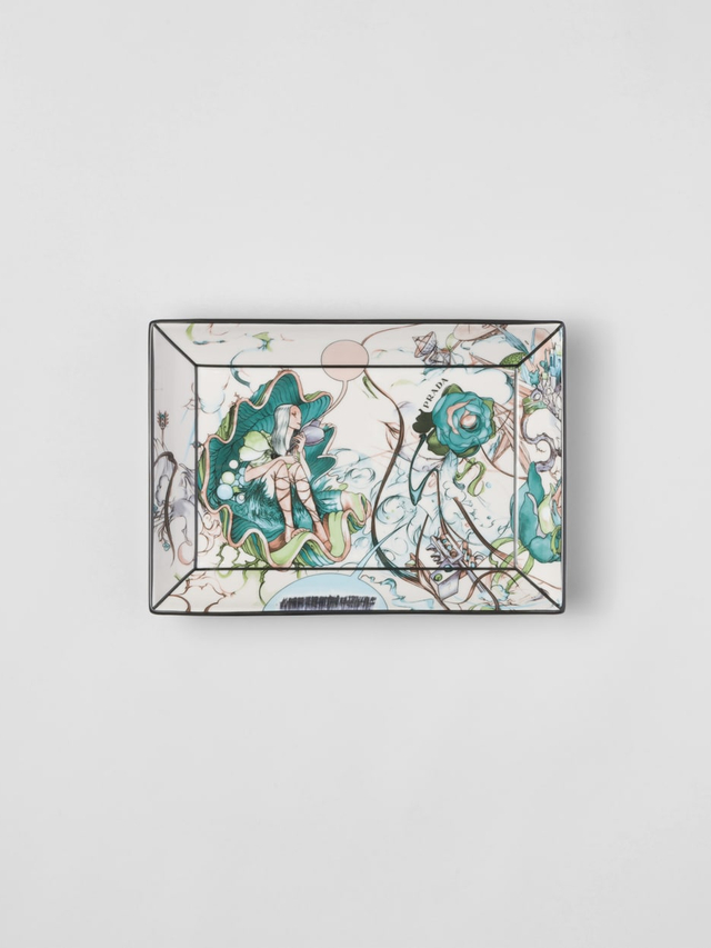 Large rectangular porcelain catchall tray - Florid