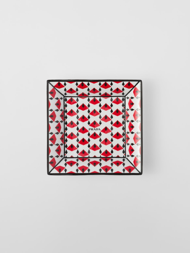 Large square porcelain catchall tray - Vienna Red