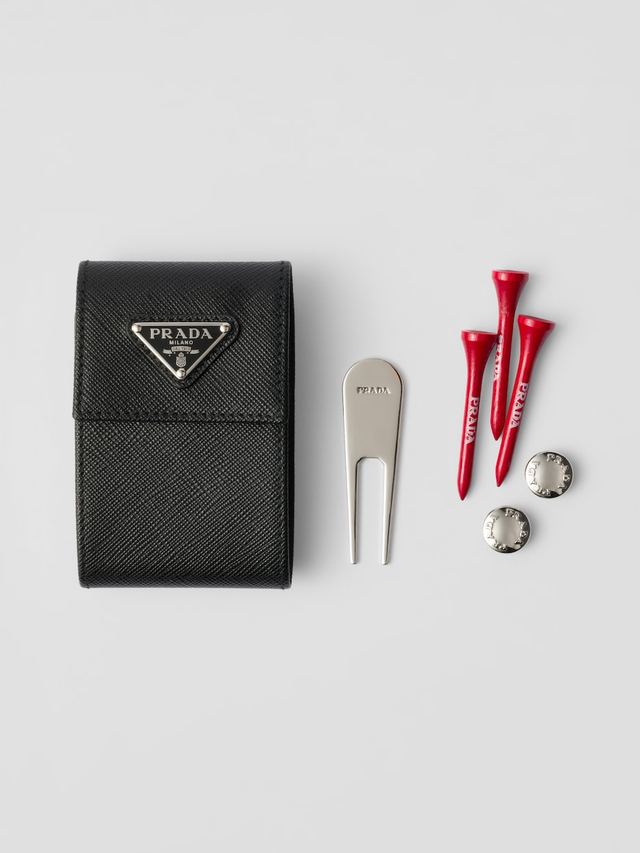 Saffiano leather golf tee case