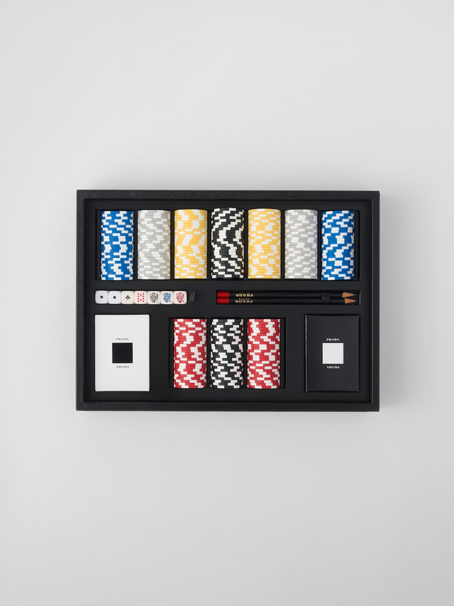 Saffiano leather poker set