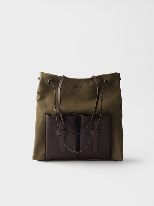 Prada Route large canvas and leather bag