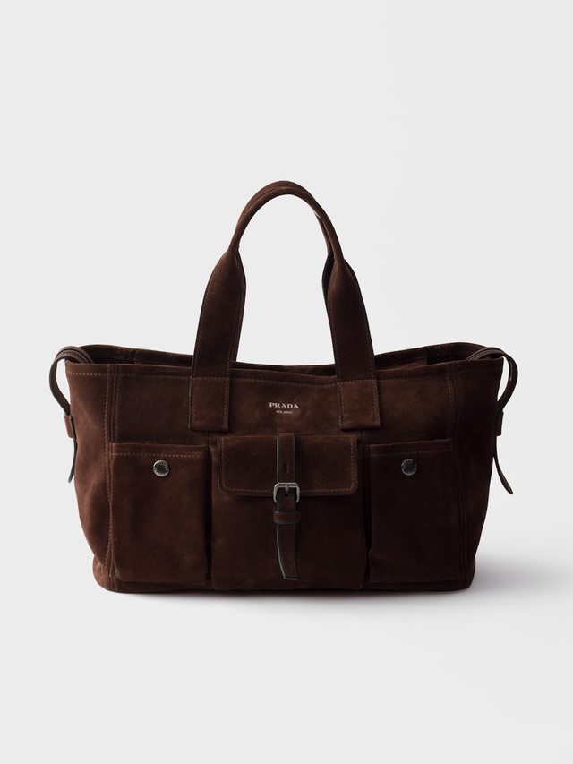 Prada Route large suede tote bag