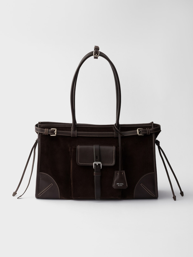 Prada Bonnie large corduroy and leather handbag