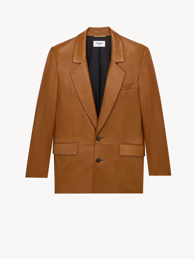 single-breasted jacket in plunged lambskin