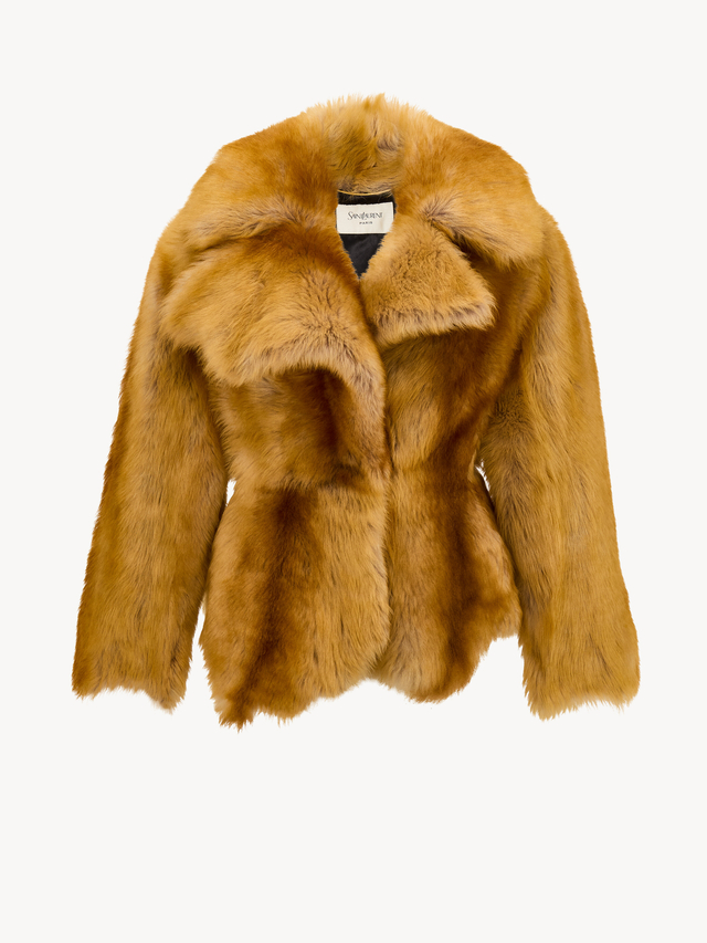short shearling coat