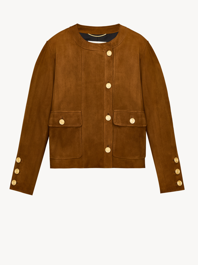 short jacket in suede lambskin