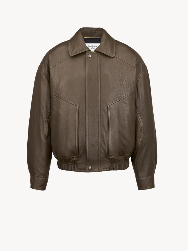 bomber jacket in grained lambskin