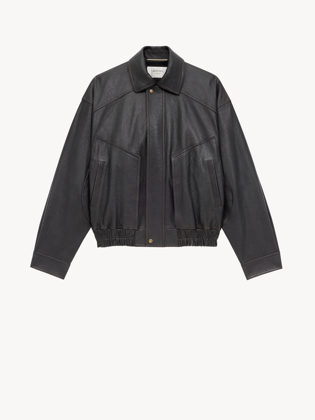 bomber jacket in grained lambskin