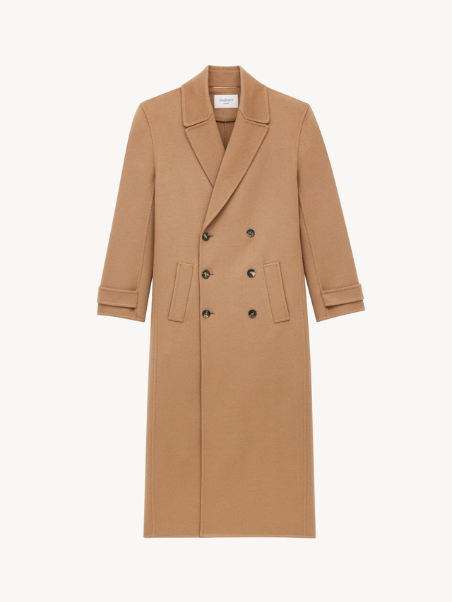 long coat in brushed cashmere and wool