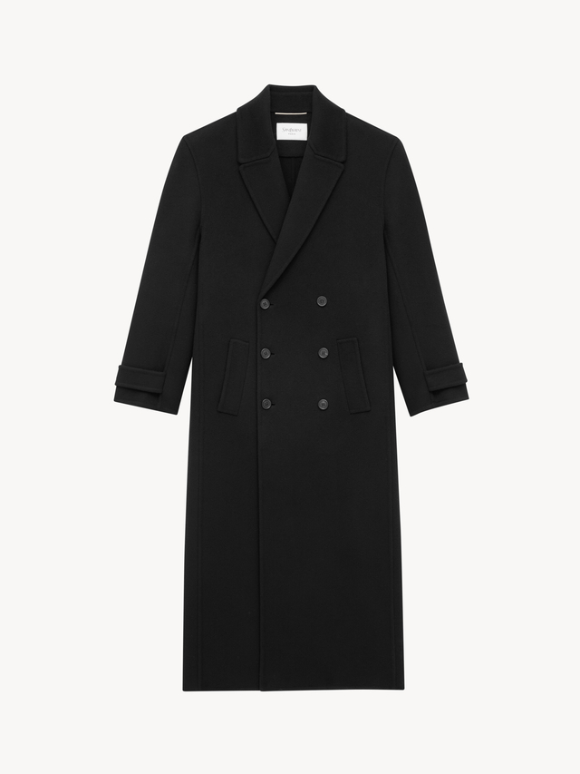long coat in brushed cashmere and wool