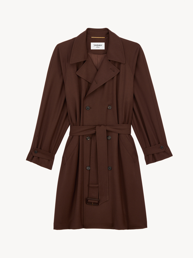 trench coat in wool gabardine
