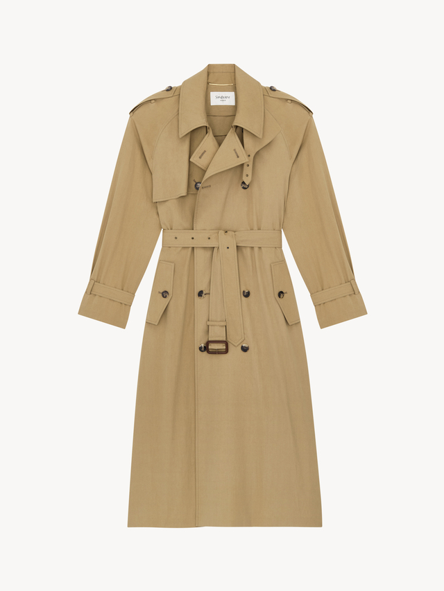 trench coat in water-repellent cotton and silk