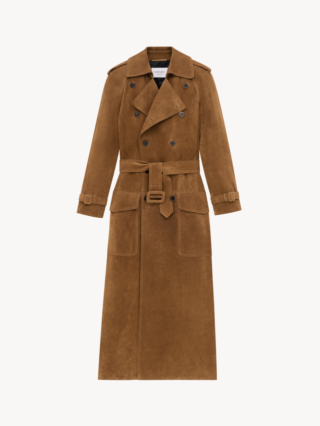 trench coat in suede