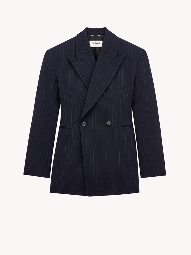 double-breasted jacket in striped wool