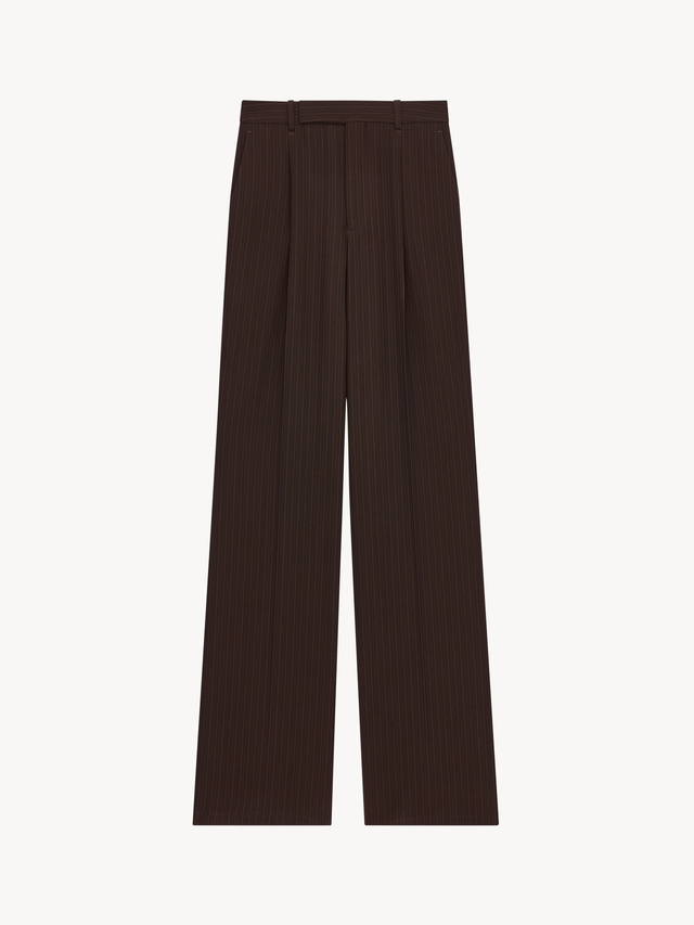 pants in chalk-stripe crepe