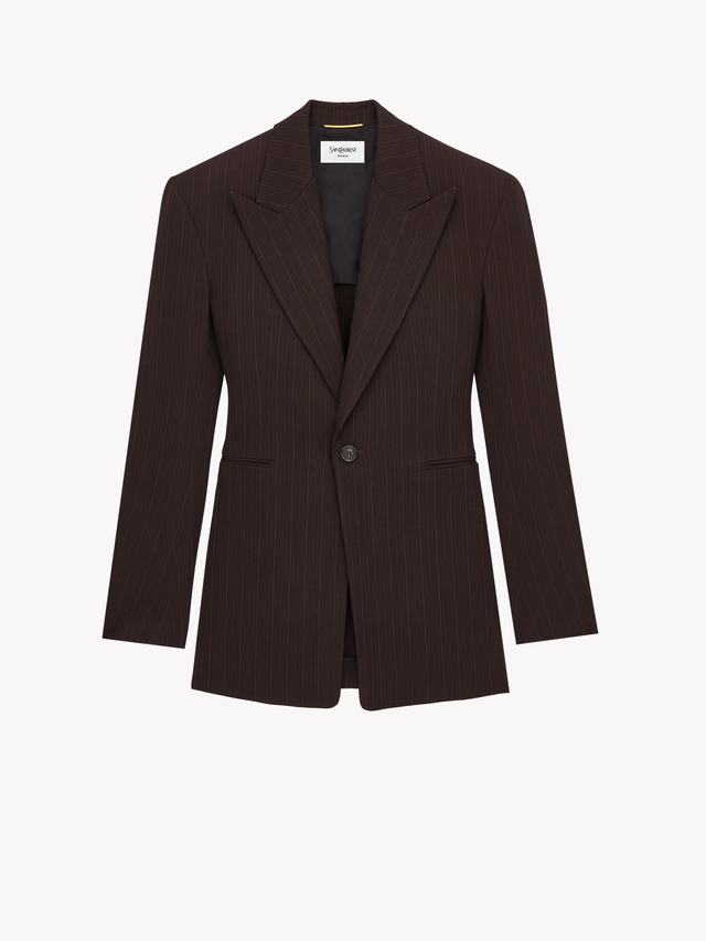 single-breasted jacket in chalk-stripe wool mélange