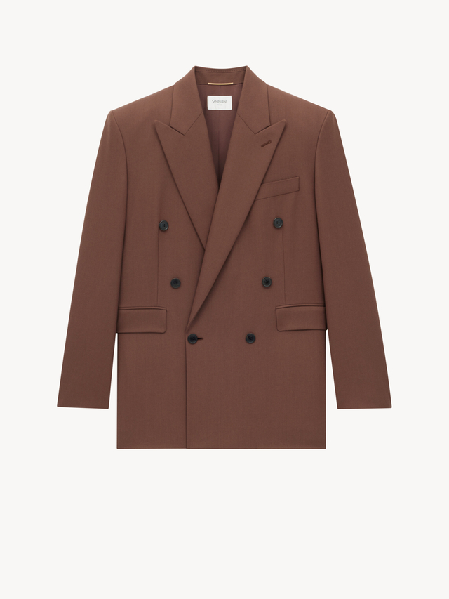 double-breasted jacket in wool gabardine