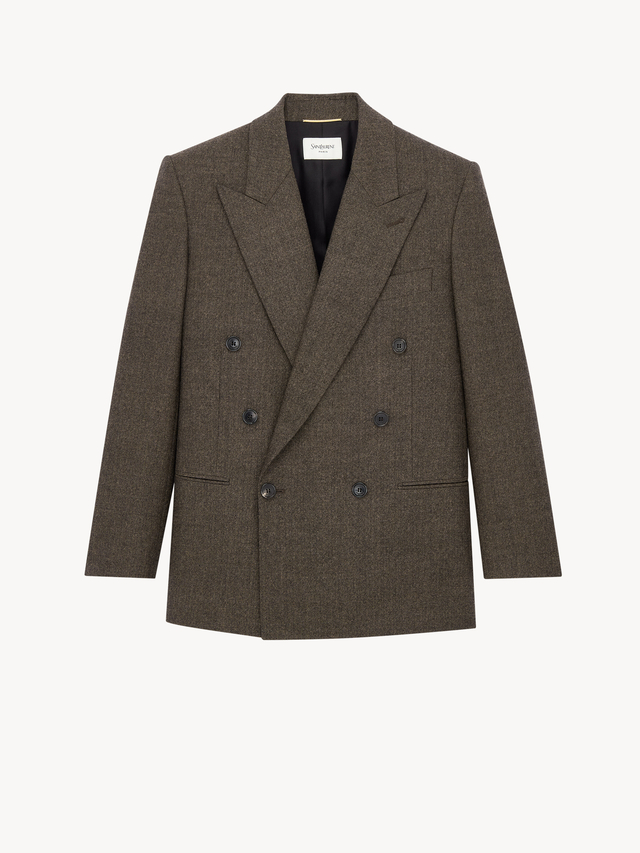 double-breasted jacket in herringbone wool