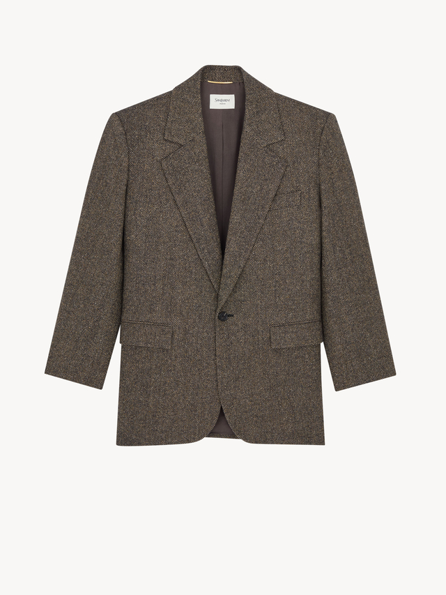 single-breasted jacket in herringbone wool