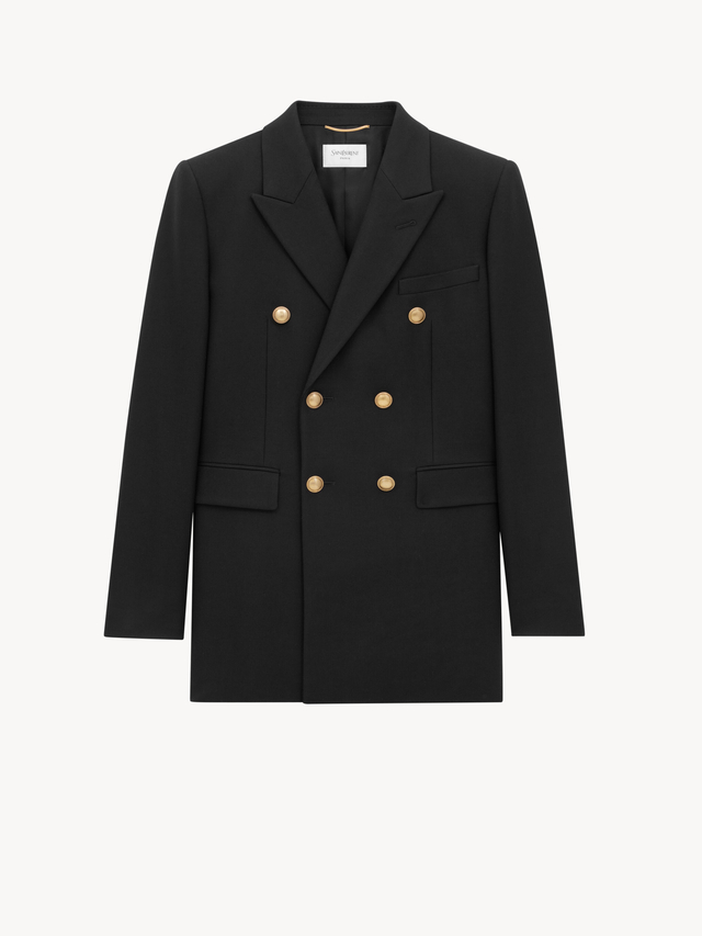 double-breasted jacket in wool gabardine