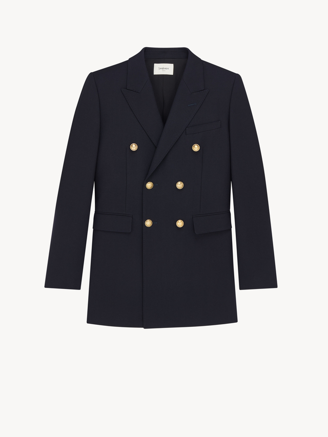 double-breasted jacket in wool gabardine