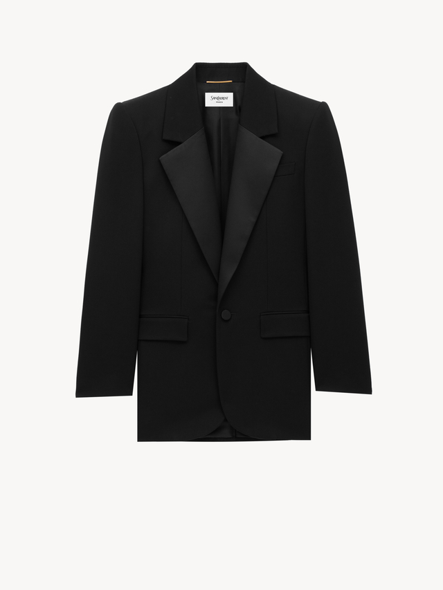 single-breasted tuxedo jacket in GRAIN DE POUDRE
