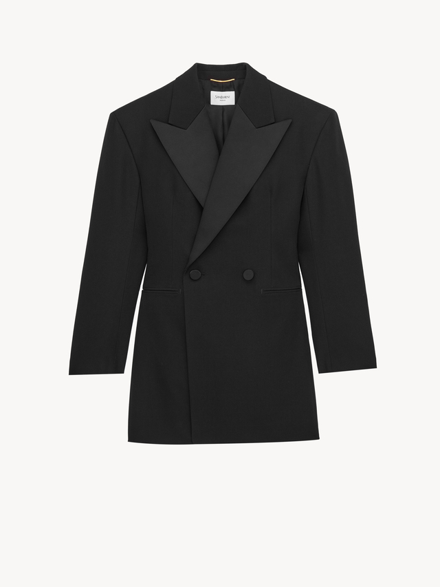 double-breasted tuxedo jacket in grain de poudre