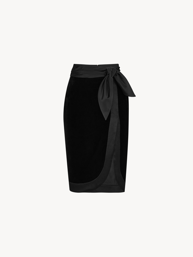 wrap skirt in velvet and satin