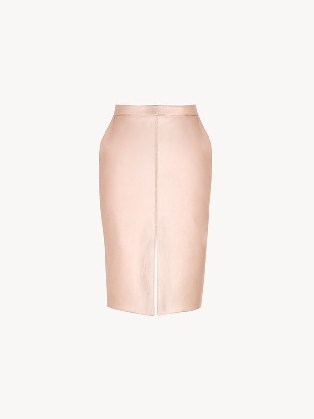 pencil skirt in metallic leather