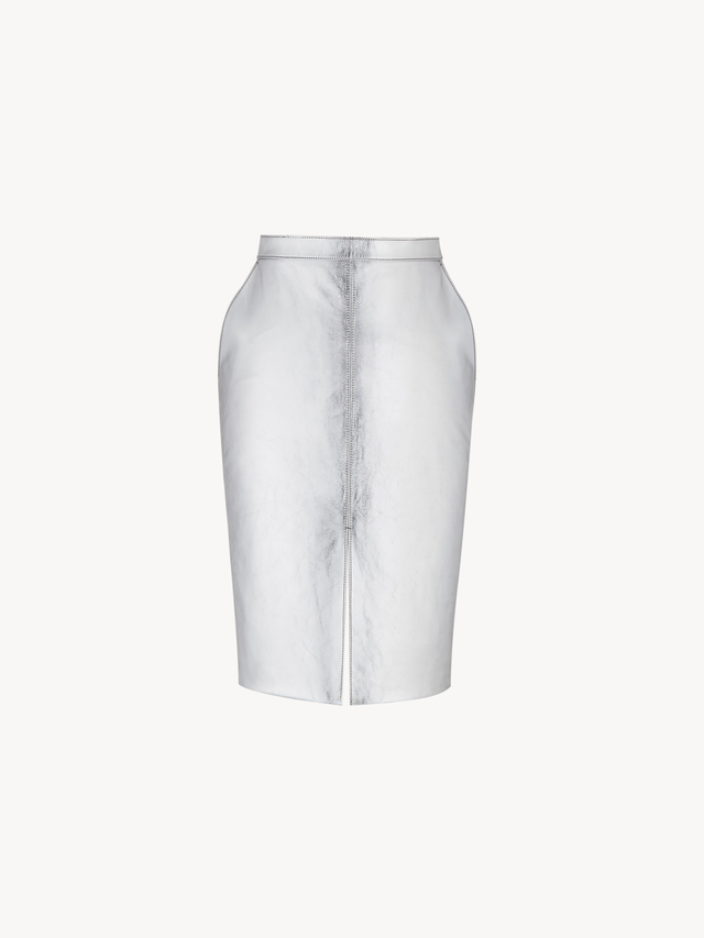 pencil skirt in metallic leather