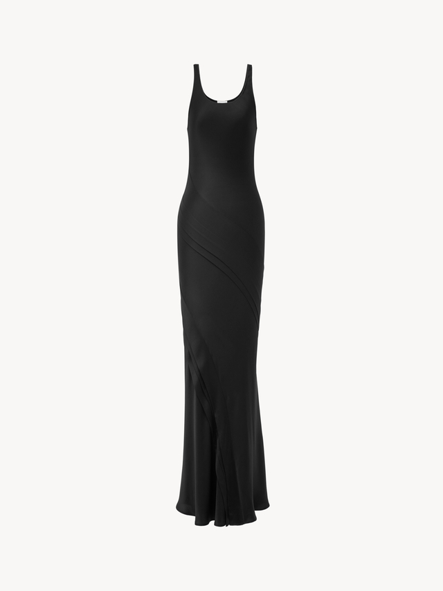 long tank dress in silk satin