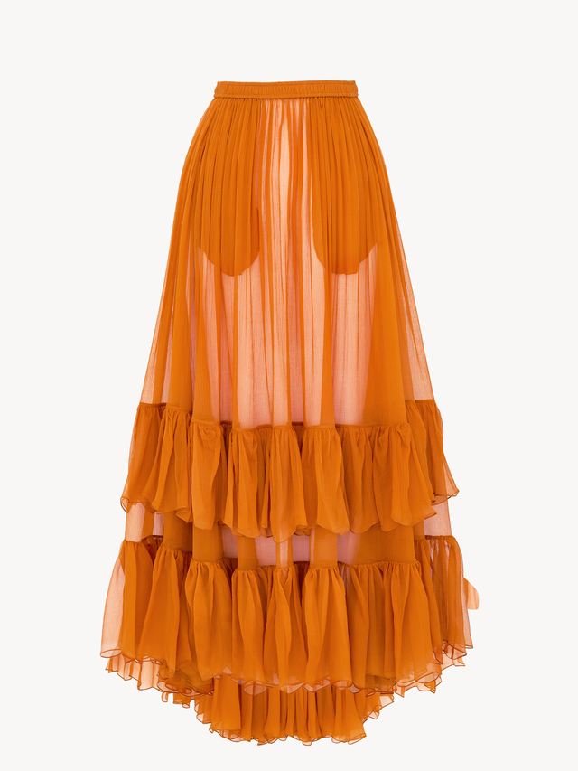 skirt in silk crepon muslin