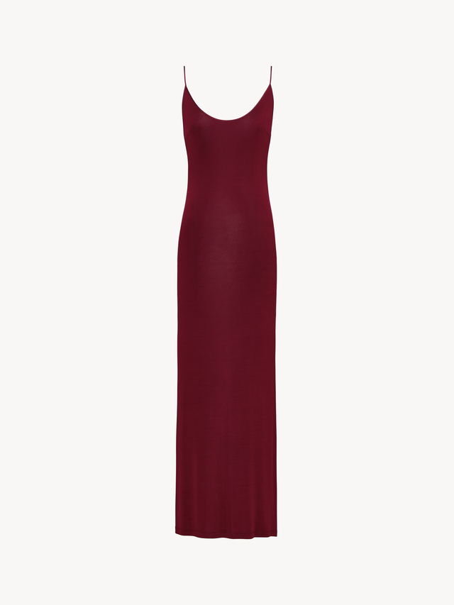 CASSANDRE-chain backless dress in knit