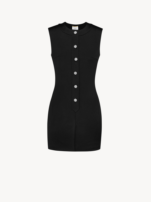 crystal button mini dress