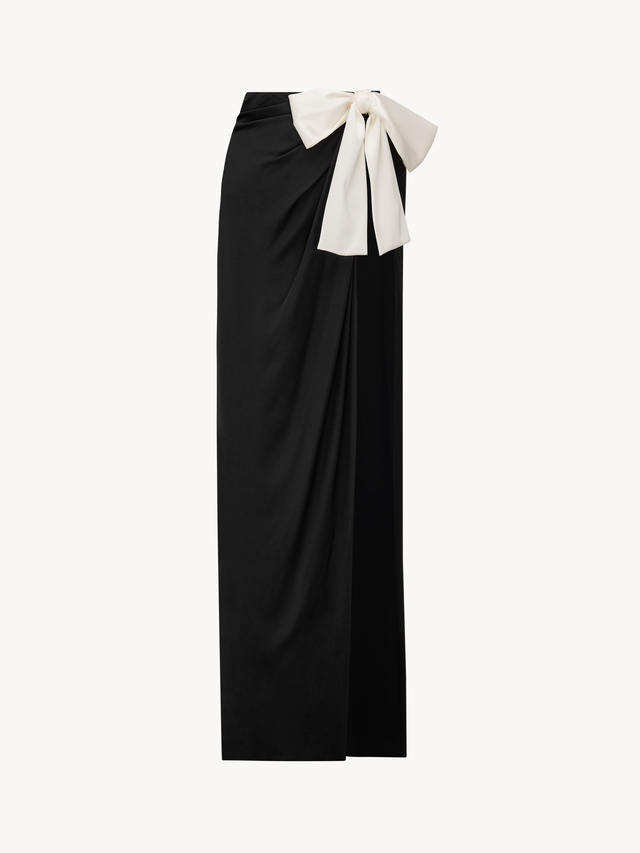 tied skirt in silk charmeuse