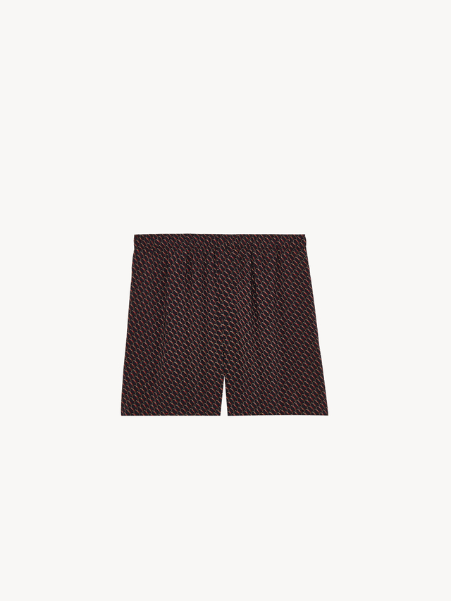 shorts in silk with cassandre all over