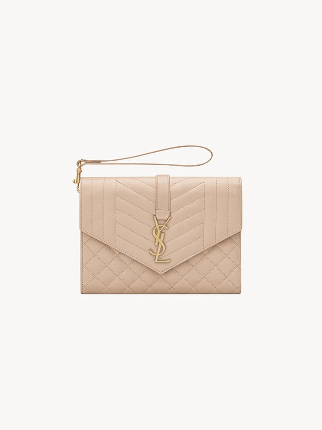 ENVELOPE FLAP pouch in MIX MATELASSÉ GRAIN DE POUDRE LEATHER