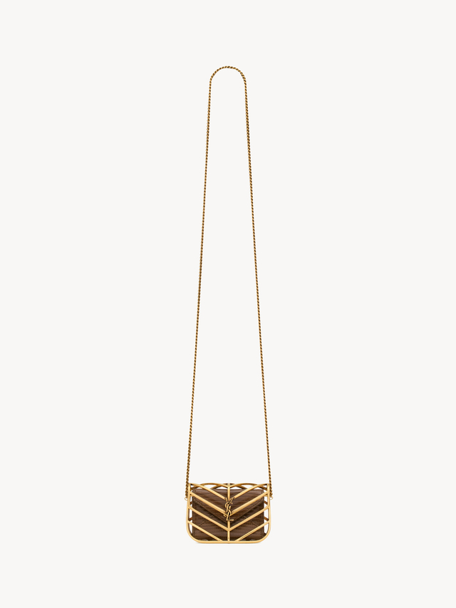 LOULOU micro minaudière in metal and lizard