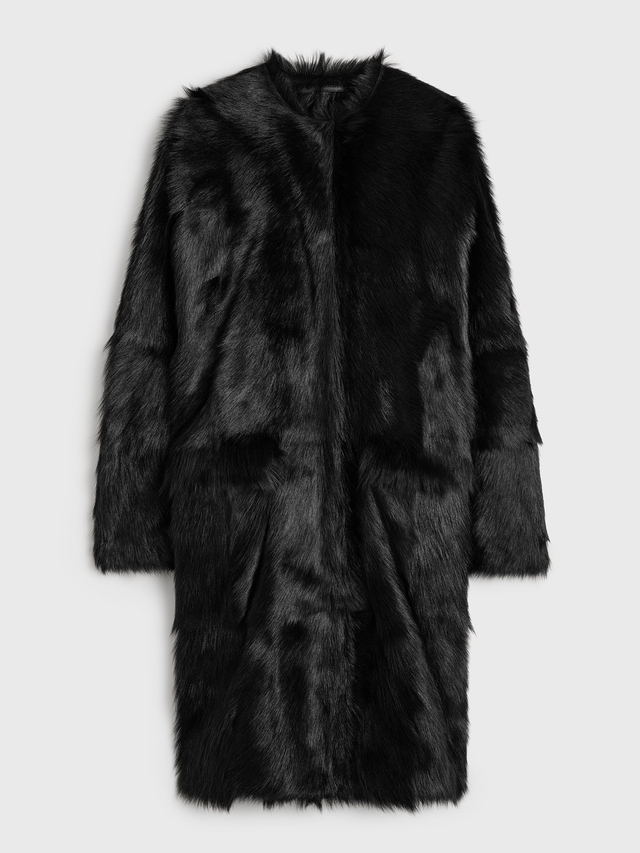Structured shearling coat black