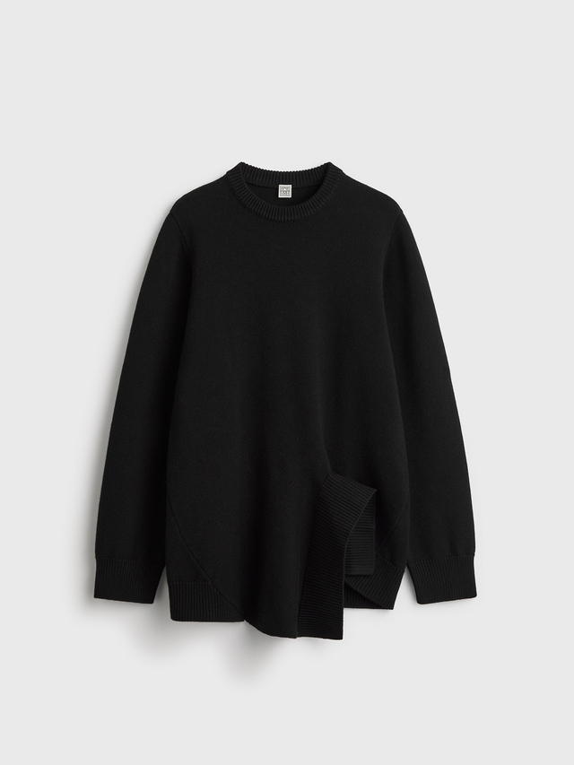 Asymmetric cashmere knit black