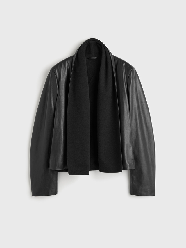Scarf leather jacket black