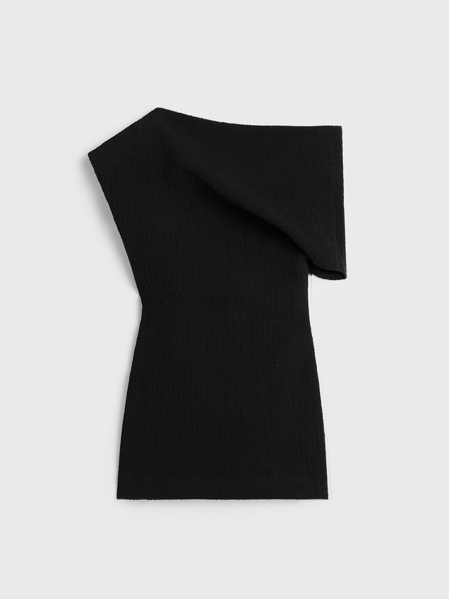 One shoulder top black