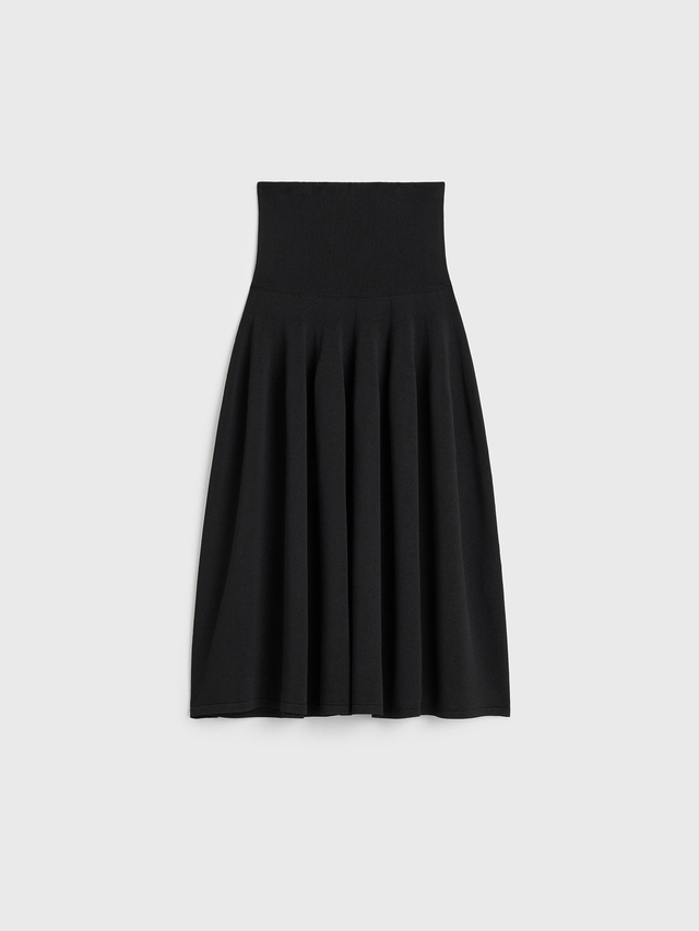 Ribbed waist skirt black