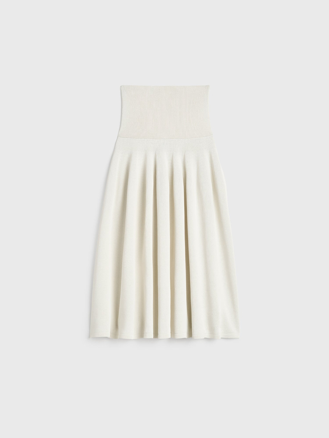 Ribbed waist skirt off white