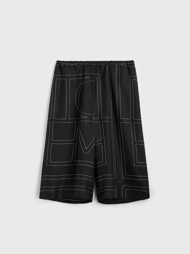 Monogram silk pj culottes black