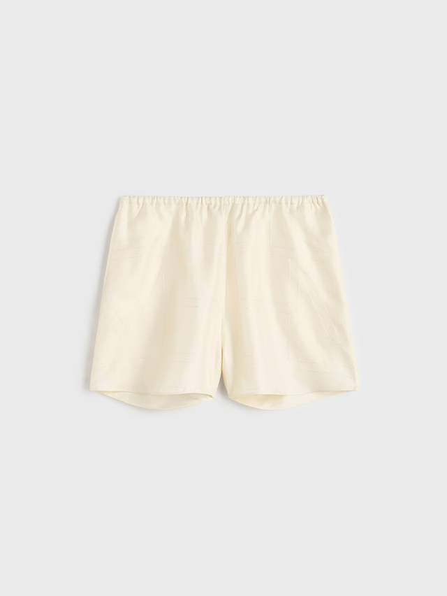 Monogram silk pj shorts cream