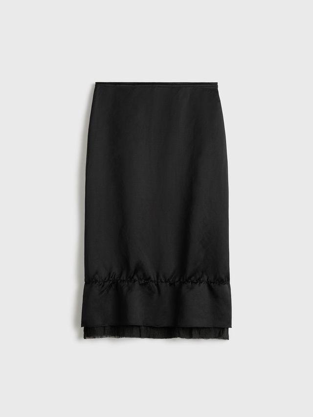 Layered satin skirt black